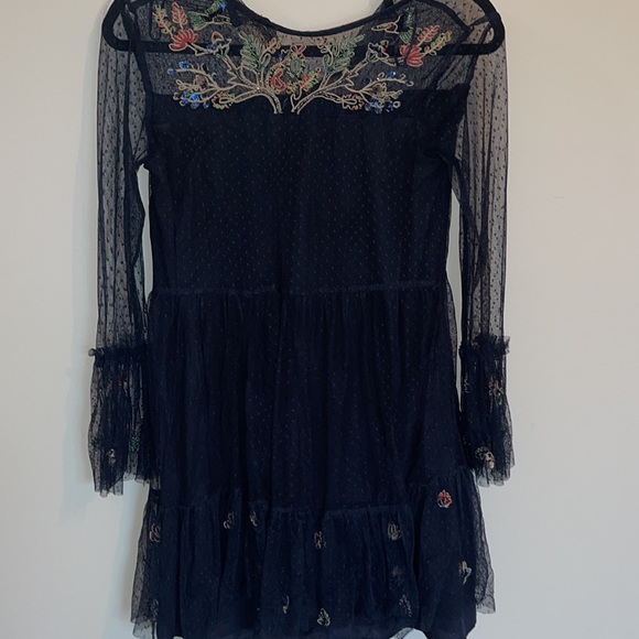 ZARA blue beaded / lace / Tulle dress with floral design - Picture 2 of 4